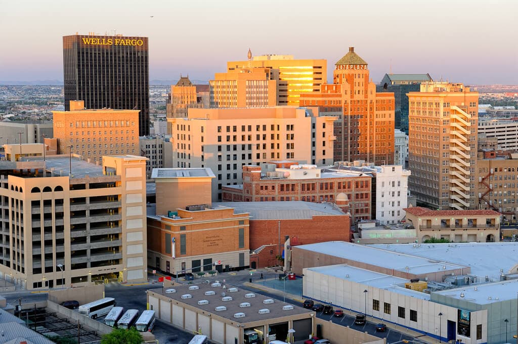 View of El Paso, Texas at sunset